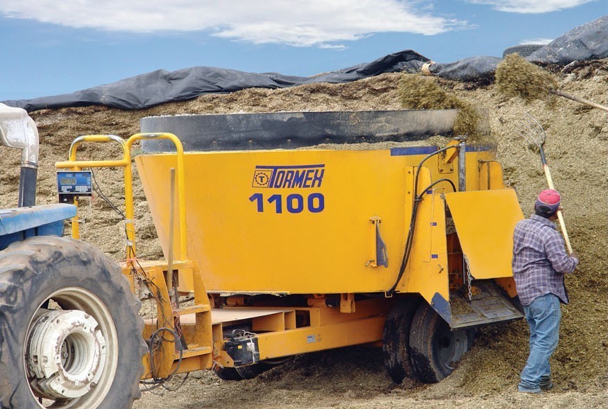 Tormex 1100 vertical feed mixer on a white background