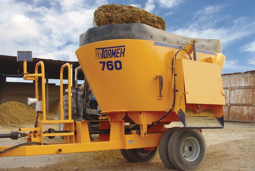 Tormex 760 vertical feed mixer on a white background